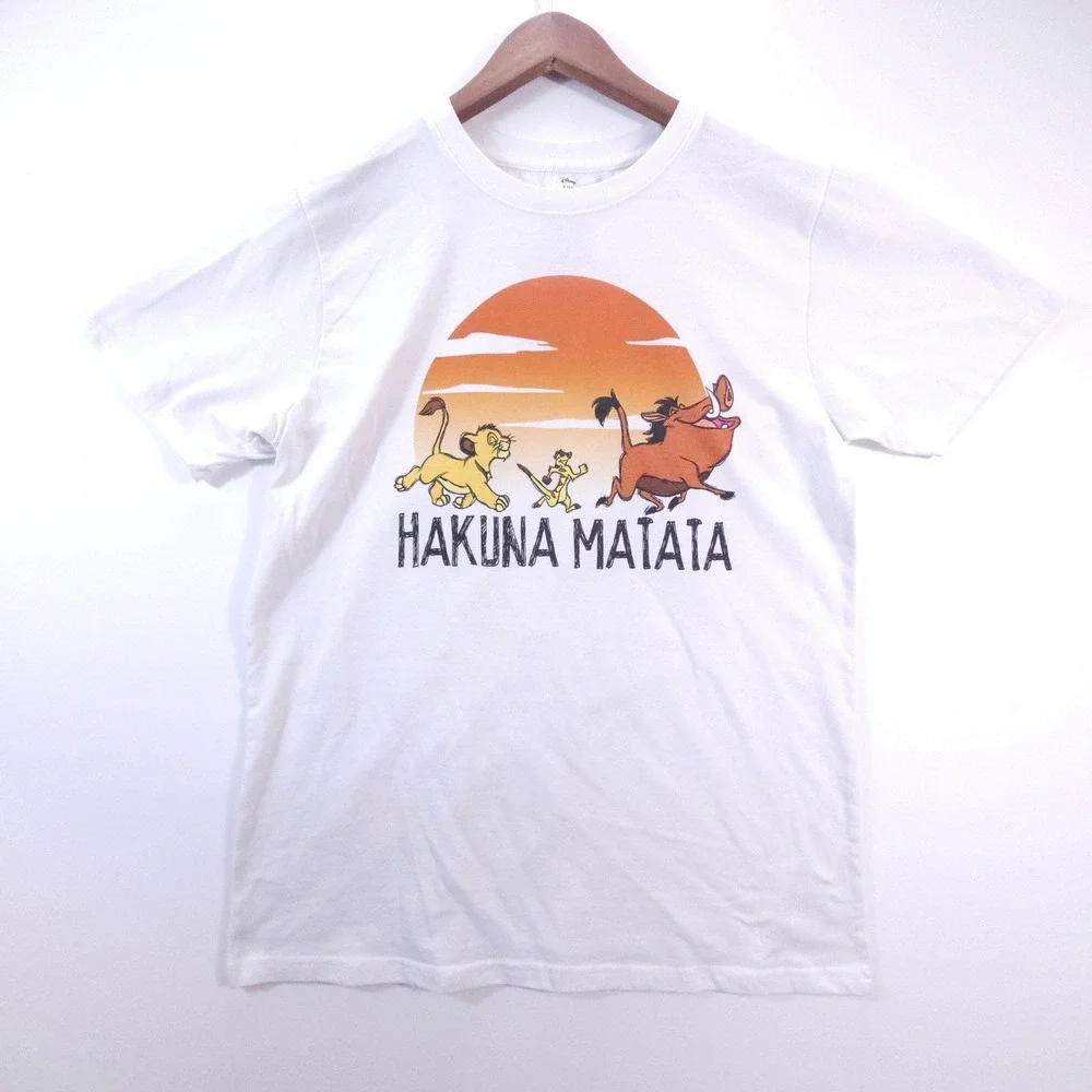 Disney Lion King Mens L White Hakuna Matata Graphic Tee Streetwear Casual Cotton - Picture 1 of 4